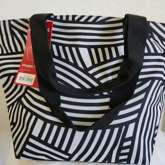 REISENTHEL SHOPPER M Reusable Black and White Polyester Shopping Bag with Zipper - Picture 3 of 12
